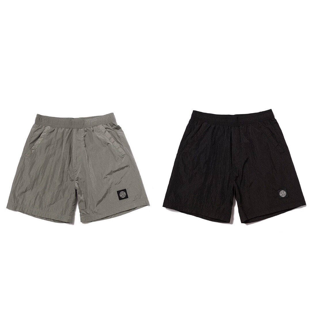 Stone Island Quần Short Nylon Nhanh Khô Quần Short Thêu Túi Có Nút La Bàn