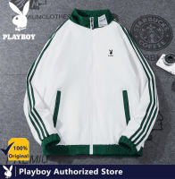 PLAYBOY Spring and Autumn Mens Casual Jacket Korean Version Fashion Patchwork Chain Coat Mens Lapel Jacket Plus Size
