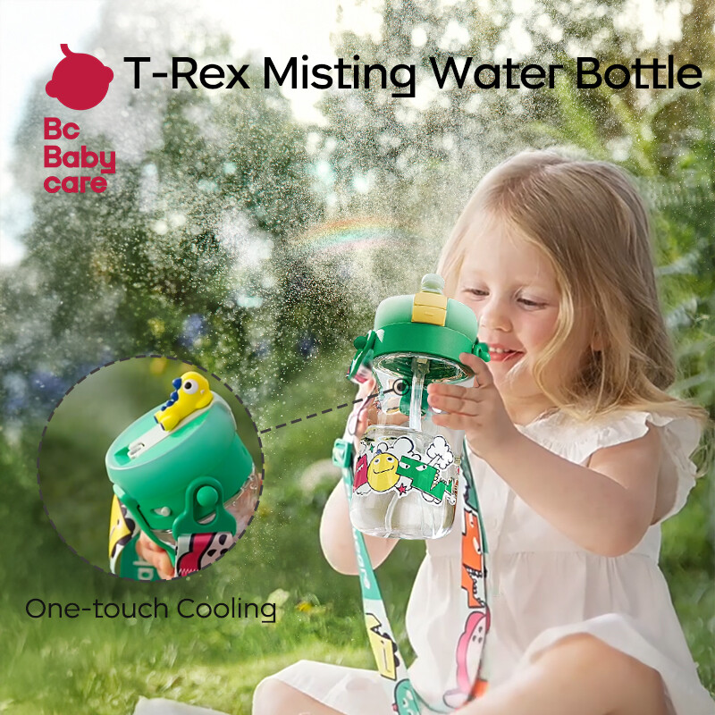 Bc Babycare T-Rex Misting Water Bottle Kids Water Bottle for Travel School with Adjustable Strap Children Water Game Cup 500ML Harga 79 Ringgit*Penghantaran Percuma