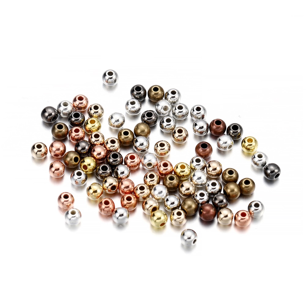 St.Kunkka 30-400pcs 3/4/5/6/8/10/12mm Gold Silver With Hole CCB Bead Round Large Hole Loose Spacer Beads For Jewelry Making Supplies Accessories DIY