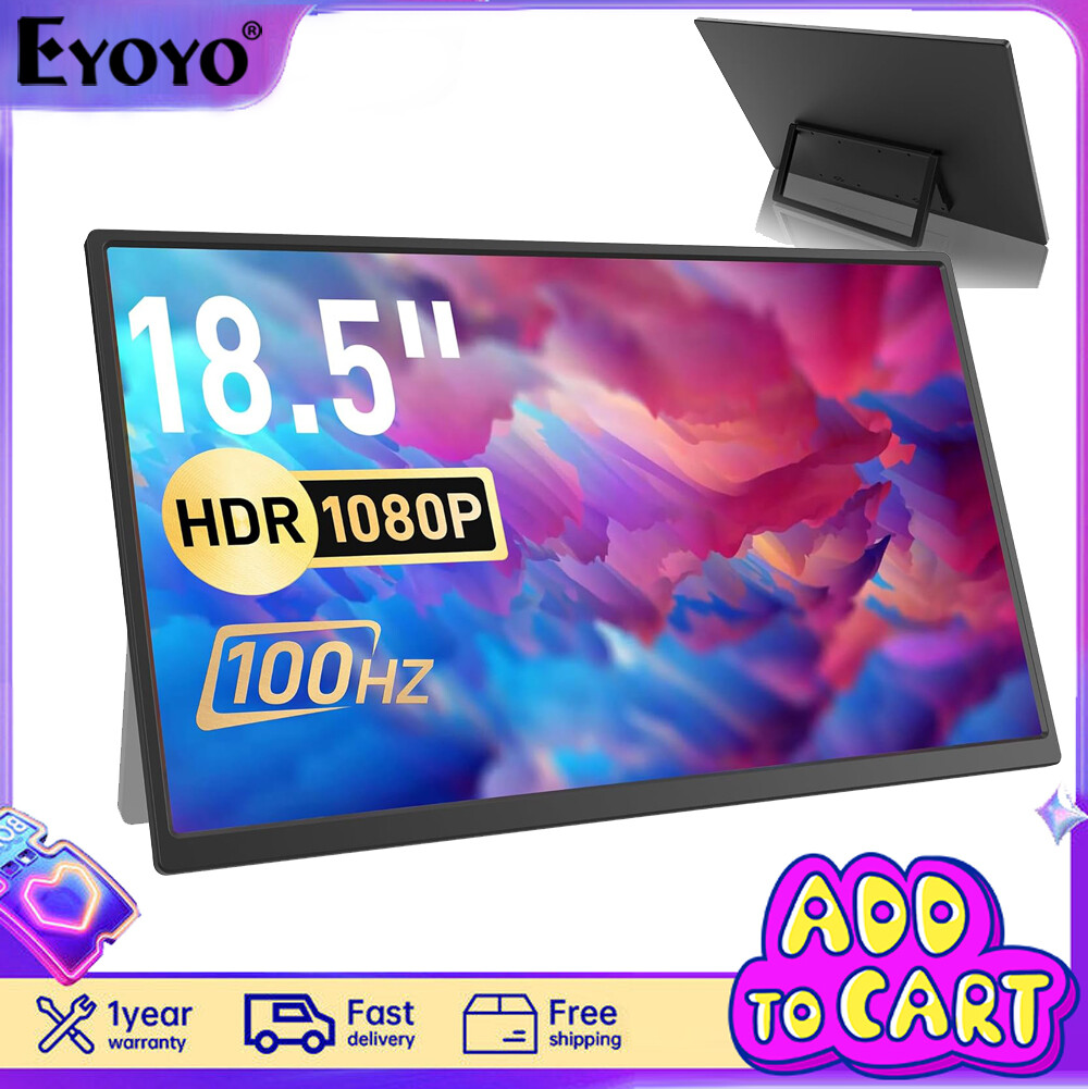 Miktver Portable Monitor 18.5inch 100HZ 1080P FHD Large Portable Monitor for Laptop USB-C&HDMI HDR Laptop Screen Extender, External Gaming Monitor for Phone PC PS Switch, Travel Monitor for Laptop ราคา 4,890 บาท*ส่งฟรี
