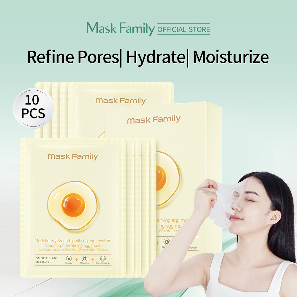 Mặt nạ gia đình trứng mặt nạ trên khuôn mặt 10 pcs, giữ ẩm và làm sáng