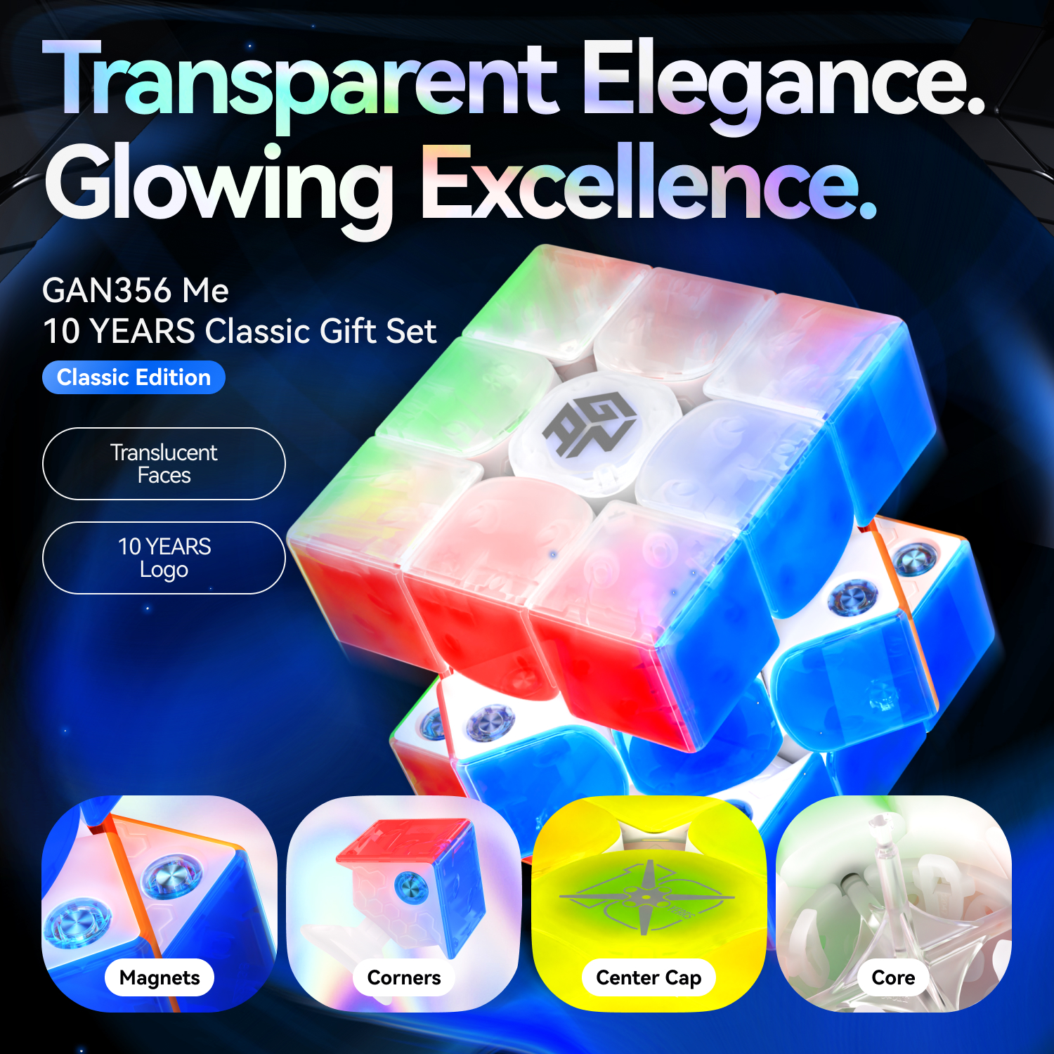 GAN CUBE 10 YEARS Grand Gift Set GAN 356 ME 3×3 Magnetic Speed Cube GAN 356 i Carry 2 Smart Cubes Professional Speed Educational Toys For Kids ราคา 989 บาท*ส่งฟรี
