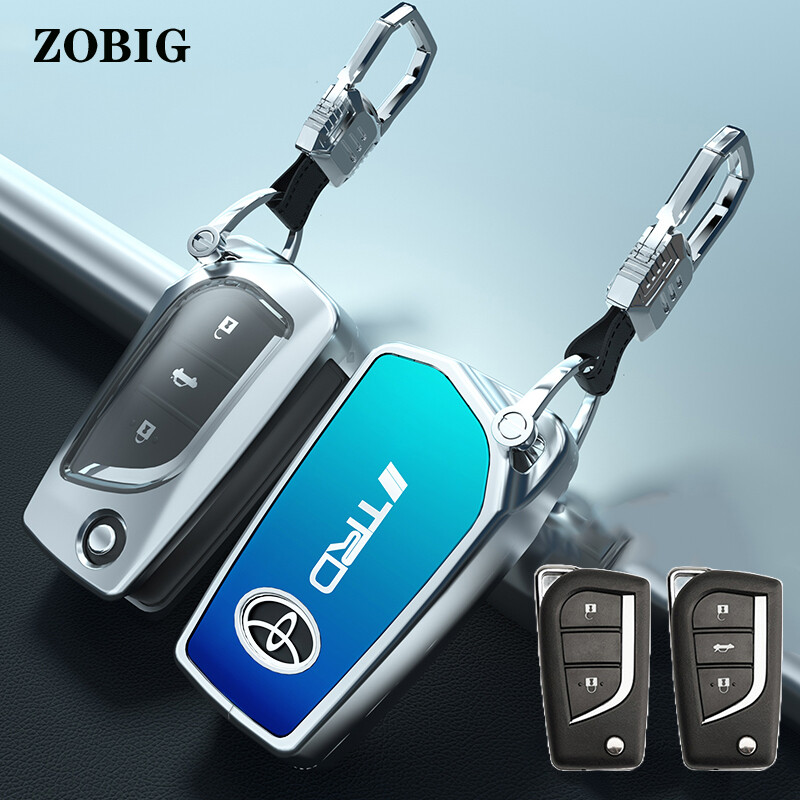 Zobig vỏ chìa khóa lật xe hơi bằng hợp kim kẽm móc khóa cho toyota corolla camry ch-r rav4 vỏ chìa khóa điều khiển từ xa nguyên bản