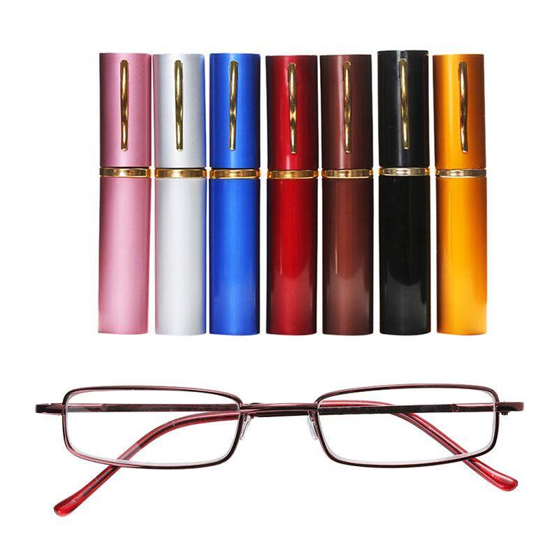 small reading glasses in metal case