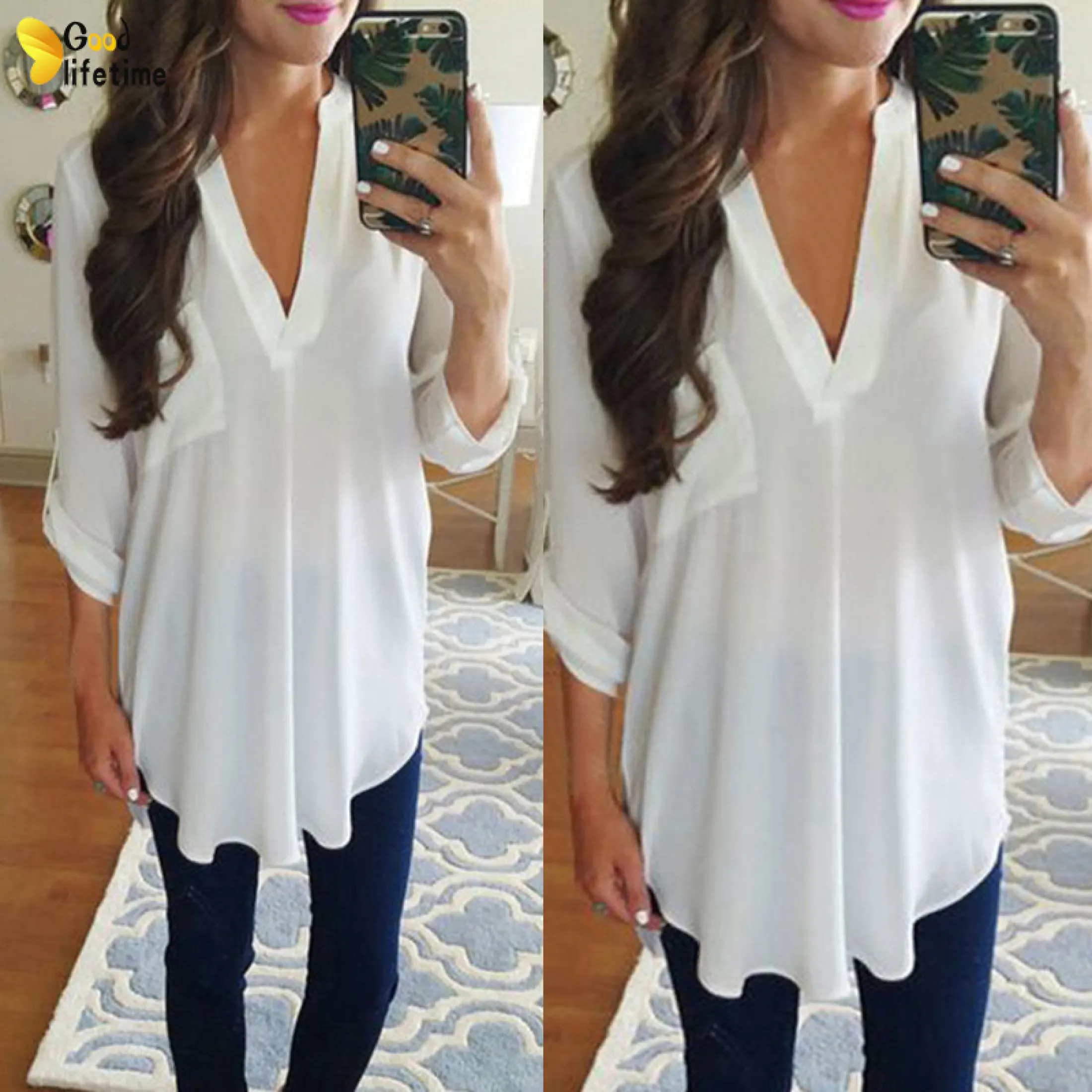 long chiffon tunic tops