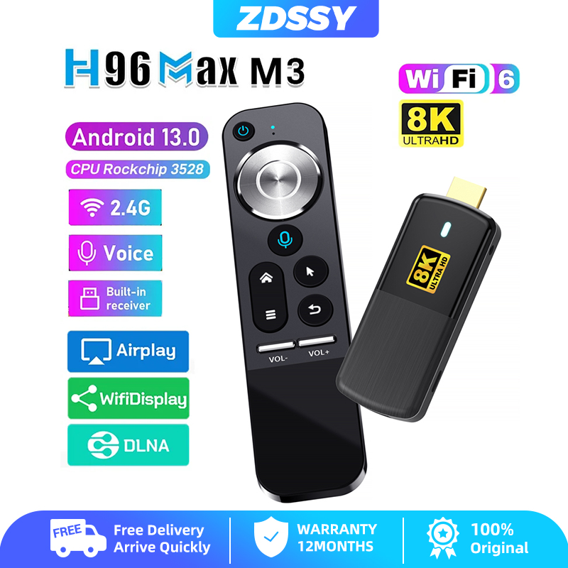 H96max M3 TV mini dính Android 13.0 Bộ giải mã TV thông minh wifi6 4K * 2K H.265 HEVC rk3528 Bộ Bộ chuyển đổi tín hiệu Media Player PK D6 G7 thanh