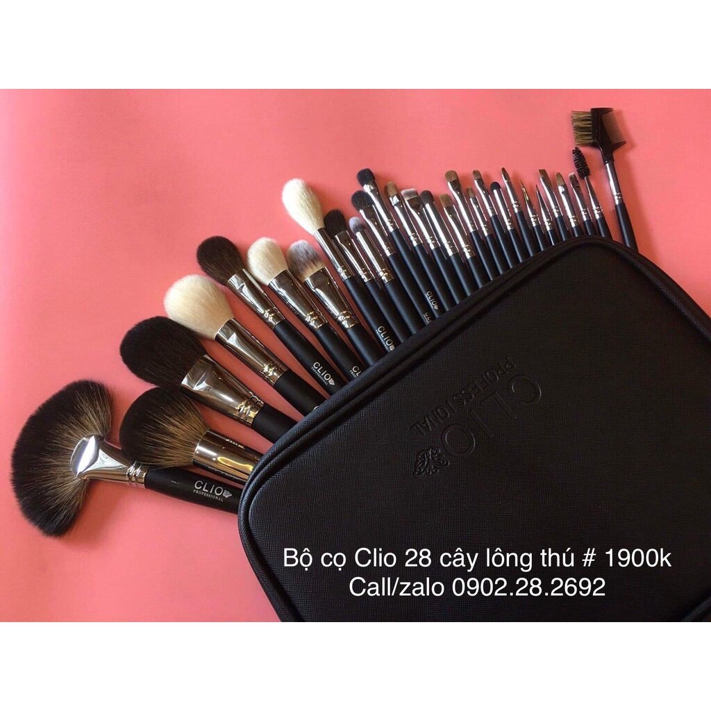 Bộ Cọ Clio 28 Cây Lông Chồn Bao Da Khóa, Bộ Cọ TRang Điểm Chuyển Nghiệp ( ảnh thật)