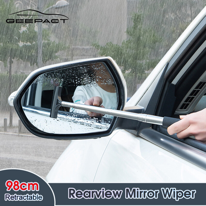 Geepact gạt nước ô tô Gương bên gạt nước gạt nước cho gương chiếu hậu xe hơi gương bên có thể thu vào cao su squeegee dụng cụ làm sạch phổ gương kính chăm sóc với 98cm Kính thiên văn dài Rod cho mưa sương mù thời tiết