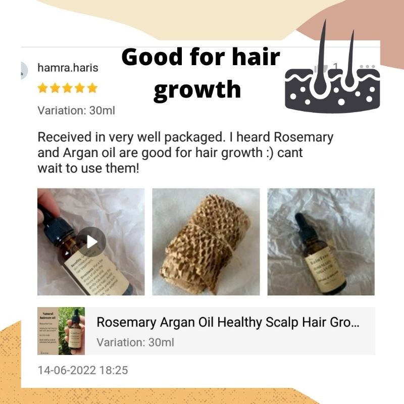 sale Promo Rosemary Argan Oil Healthy Scalp Hair Growth Nourishing Smoother  Softer Hair Zero Waste the RainTree | Lazada