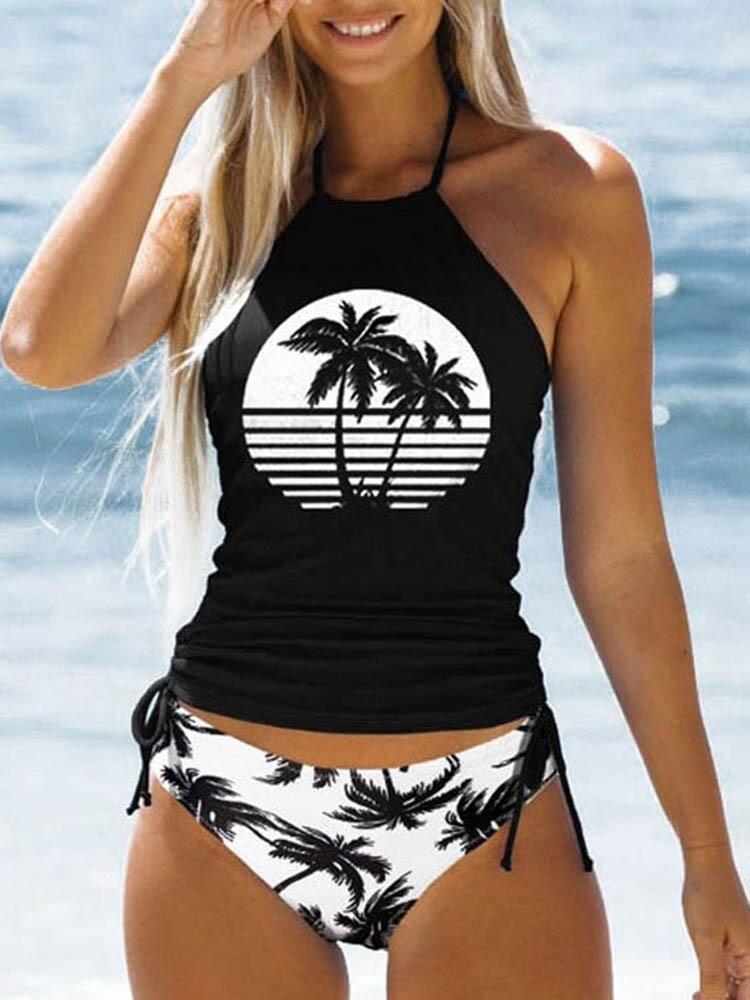 drawstring side halter tankini