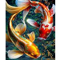 RUOPOTY Paint by Number For Adults Beginner Fish Animals DIY Acrylic Painting Kit For Room Wall Decor 40x50cm With Frame