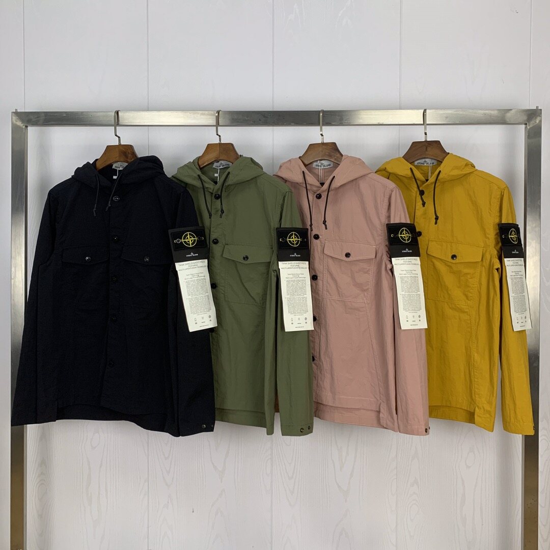 Stone island áo khoác đôi rộng cotton ins màu trơn cổ điển áo khoác thêu tay