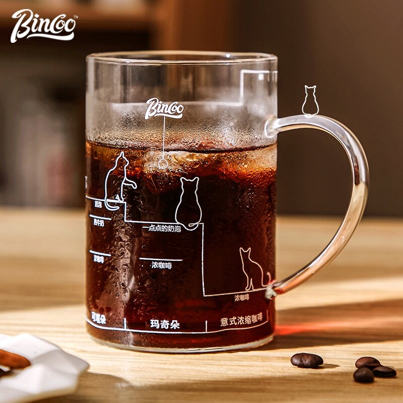 Oneisall cốc cà phê thủy tinh cốc nước trà kèm thìa thủy tinh 500ml không chì chịu nhiệt
