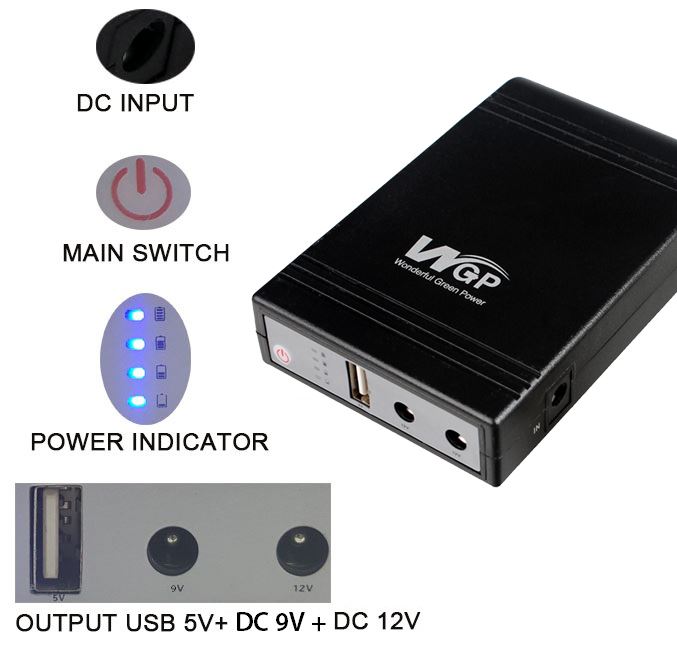 WGP for wifi router power backup (5+12+12 Volts 3 Output) 8800mAh 6 WGP for wifi router power backup (5+12+12 Volts 3 Output) 8800mAh - WGP for wifi router power backup (5+12+12 Volts 3 Output) 8800mAh buy online Bangladesh Gadget Corner