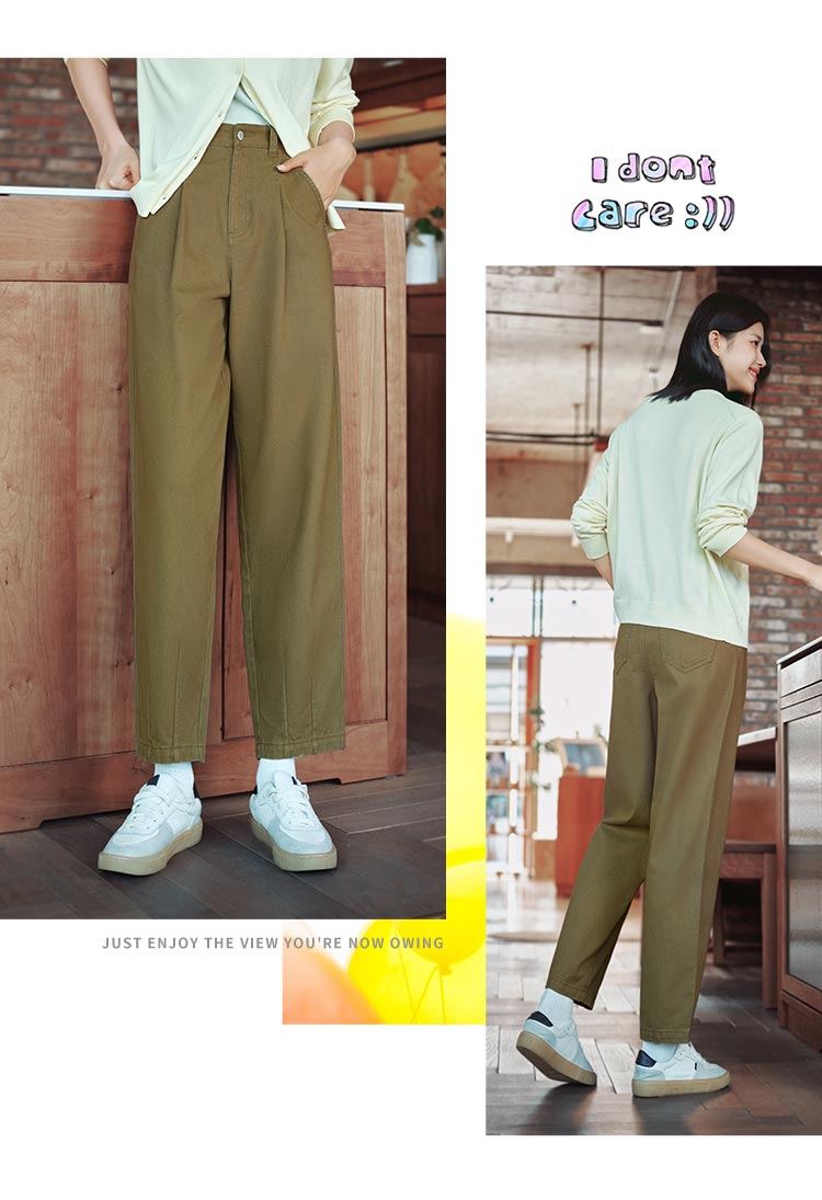 Semir Women's Casual Pants Simple Loose Long Pants 2024 Autumn New Slim Fit High Waist Tapered Pants
