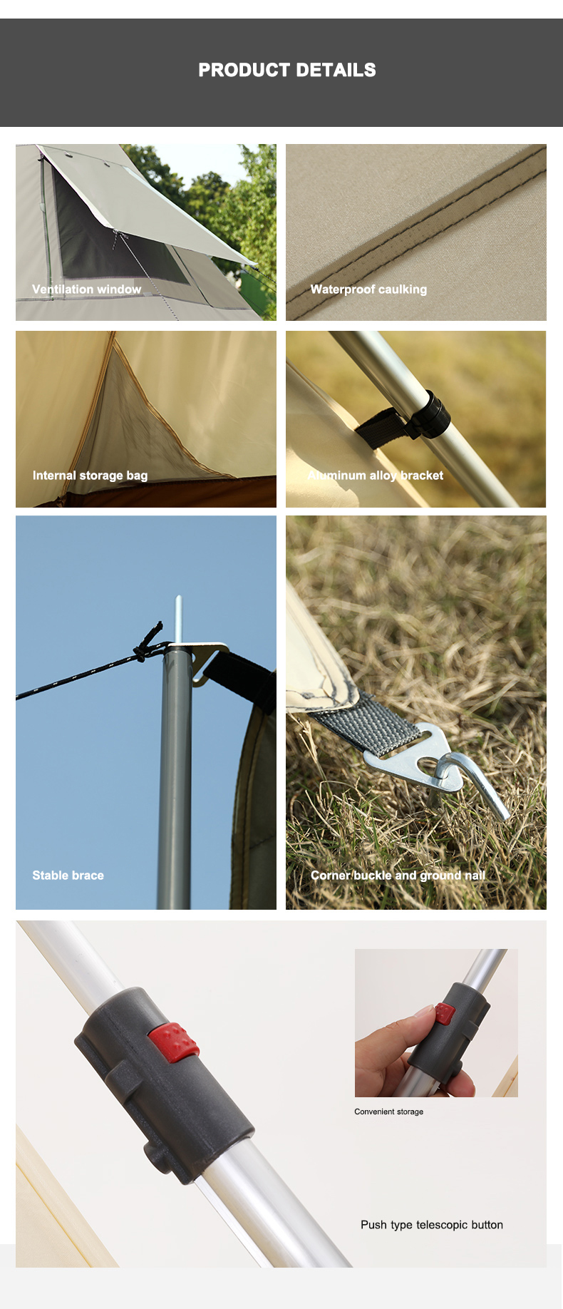 CAMEL CROWN Outdoor Exquisite Camping Tent Portable Folding Indian Pyramid Automatic Tent · v23