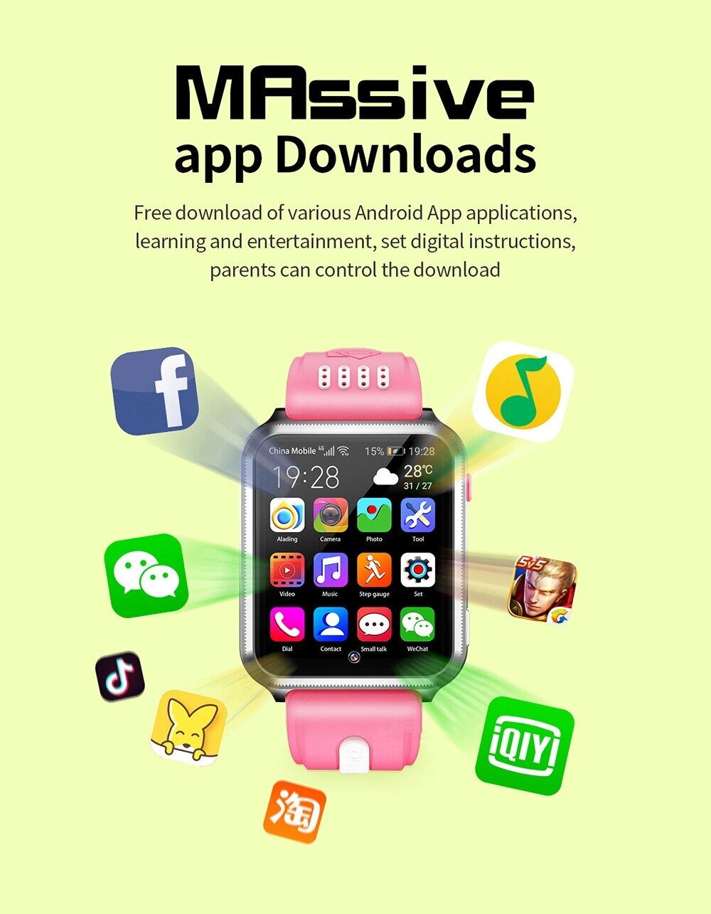 Gocomma W5 (H1-C-ALADENG) Pig Pink Smart Watches Sale, Price \u0026 Reviews |  Gearbest