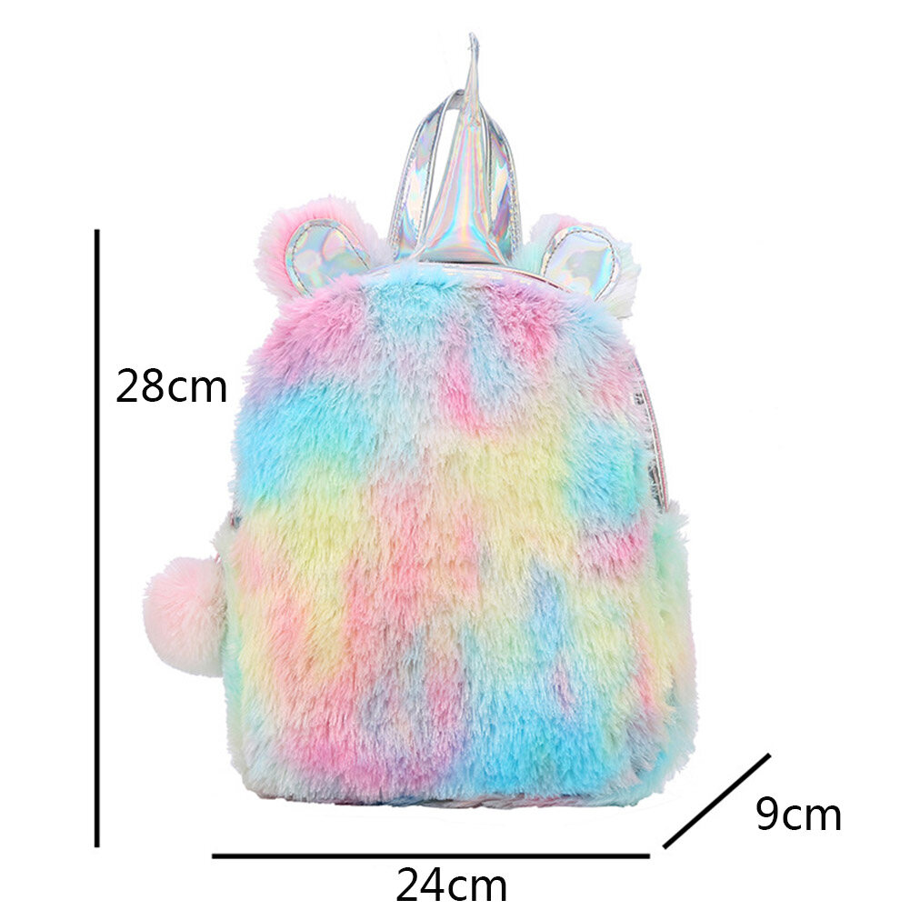 fluffy rainbow backpack