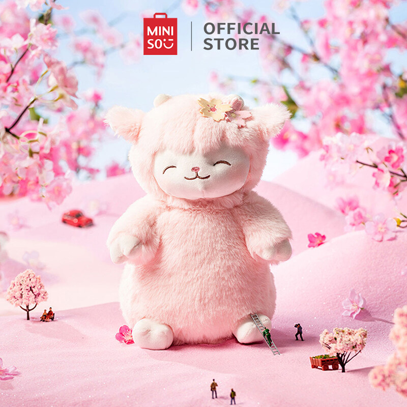 MINISO Sheep Standing Plush Toy 27CM Cherry Blossom Wool Plush Doll Soft
