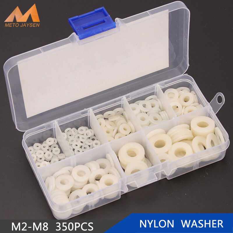 350pcs 364pcs nhựa cứng Nylon máy giặt phẳng Gasket M2 M2.5 M3 M4 M5 M6 M8 trắng đen niêm phong O-ring máy giặt Bộ dụng cụ phân loại