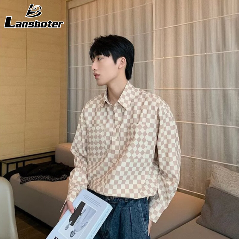 Lansboter áo sơ mi áo nam áo boy phố áo sơ mi nam boypro áo khoác nam áo sơ mi kẻ ô áo thun tay dài thường ngày áo sơ mi kẻ sọc dáng rộng áo sơ mi kẻ ô