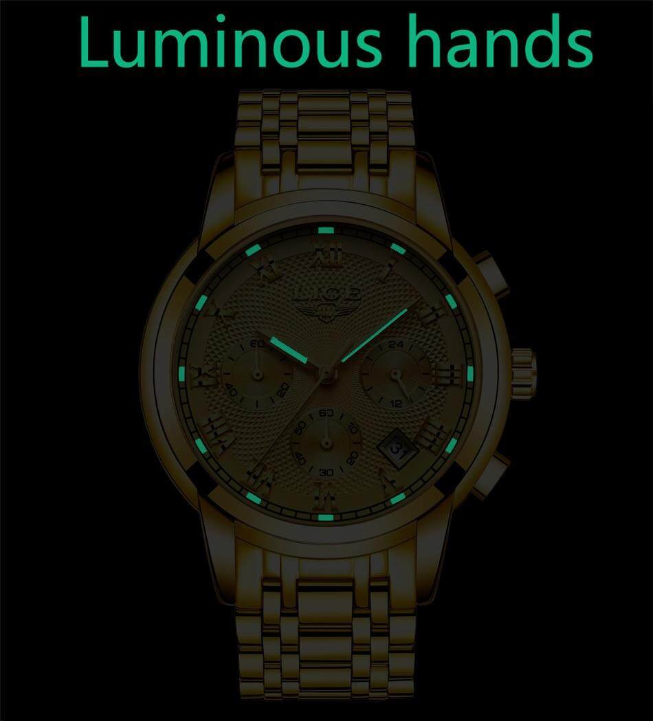LIGE 2021 Đồng Hồ Nam đeo tay bằng thép không gỉ Thương hiệu chính hãng Đồng hồ đeo tay Chống Nước Đa chức năng Chronograph Quartz đeo tay Đồng Hồ 25