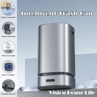 Vision 13L Intelligent Automatic Trash Can Fully Automatic Packaging Garbage Can with Removable Inner Bucket Household Living Room Bathroom Office Stainless Steel Wastebasket Smart Motion Sensor Touchless Waste Bin (Silver/White)