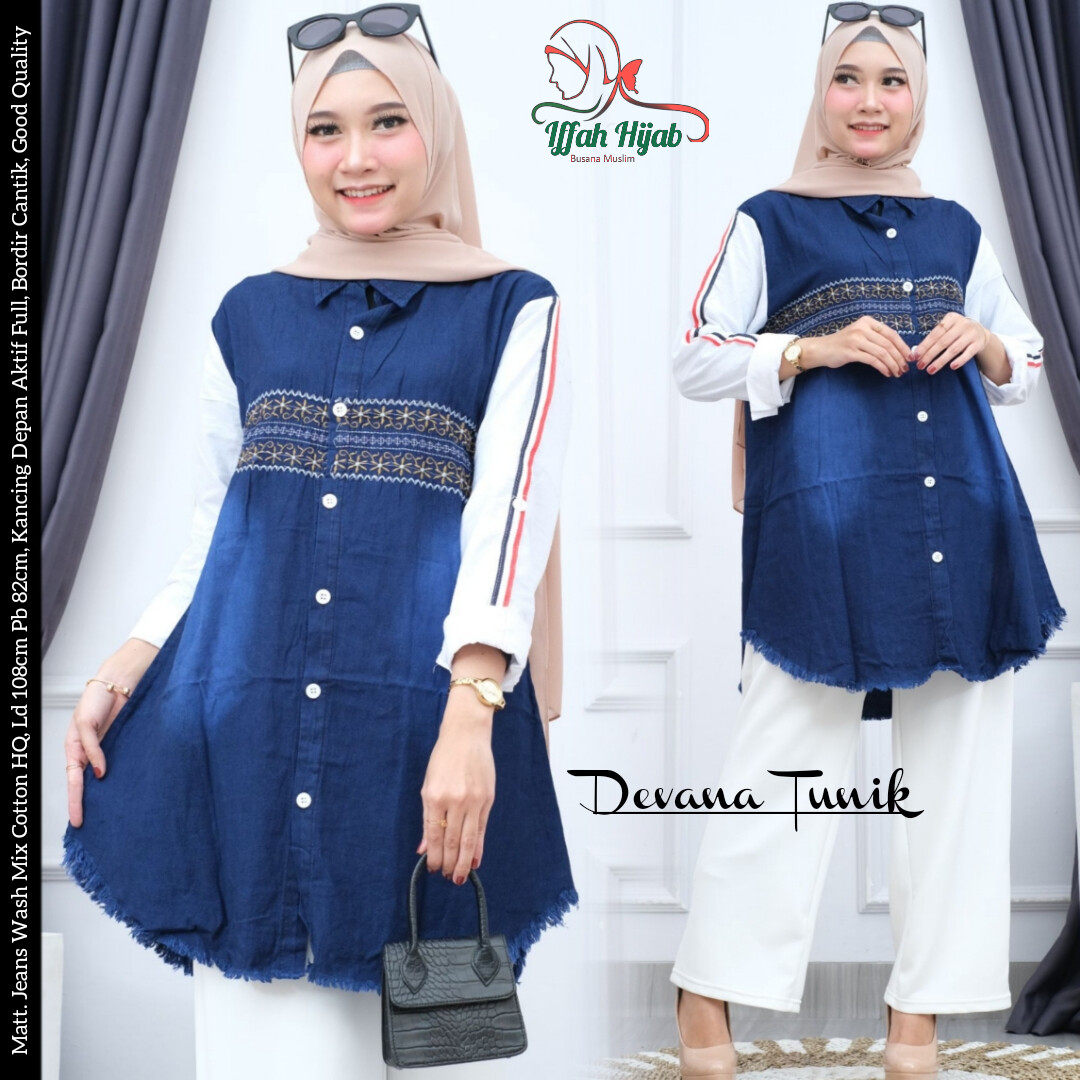 Tunics Tops Jeans Long sleeve Blouse Hijabs Fashion Kemeja Wanita