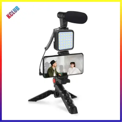 Tripod Holder for Vlogging Smartphone Video Kit Microphone LED Light Recording Handle Bracket (2)