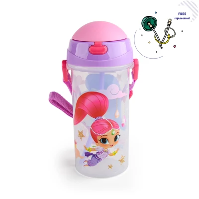 Kidztime x Shimmer & Shine Children Toddler BPA Free Cartoon Character Straw Water Bottle + FREE Straw Replacement Program (550ml) (2)