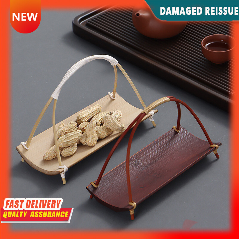 Gambar Bamboo Towel Holder Japanese style Retro Tea Tray Bamboo Handle Tea Towel Rack Hotel Bamboo Tray Tea Set Accessories