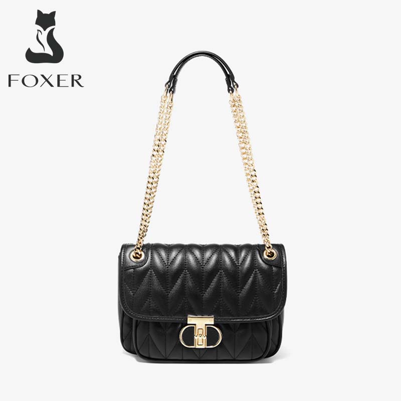 Foxer official store shoulder bag women leather bag shoulder crossbody bag women's chain small square bag ราคา 1,263 บาท*ส่งฟรี