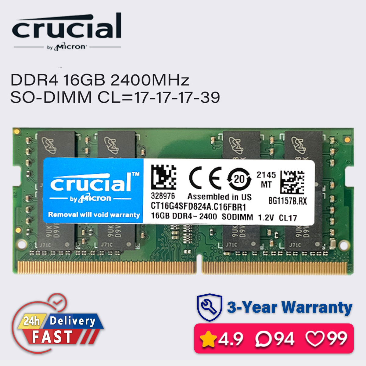 Ddr4 32Gb Sodimm 3200Mhz Non-Ecc Ram Module For Laptop/Mini Pc