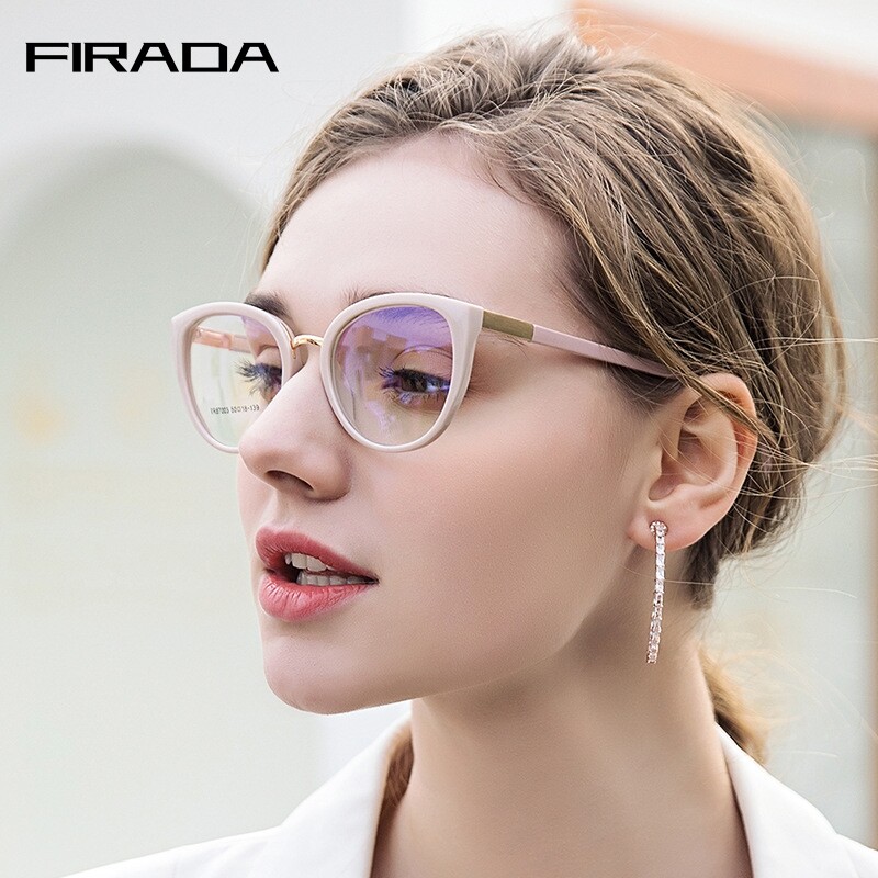 FIRADA Fashion Eyewear Retro Cat Eye Eyeglasses Women’s 2023 Anti Blue Light Optical Prescription Glasses Frame for Women 87003 ราคา 320 บาท*ส่งฟรี