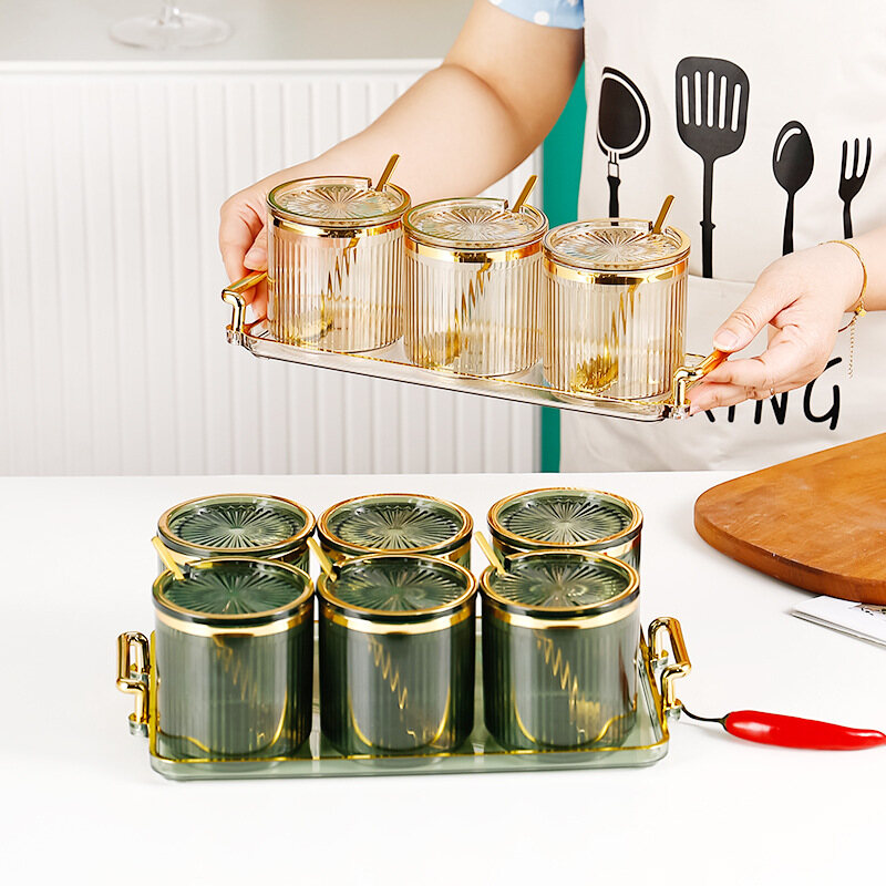 Gambar Food Grade Light Luxury Seasoning Box Wall mounted Household Kitchen Seasoning Bottle High end Salt and Monosodium Glutamate Storage