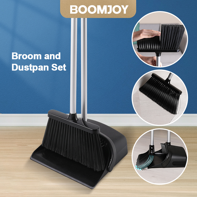 BOOMJOY Broom Dustpan Set, Broom and Dustpan Combo with 49" Long Handle for Lobby Kitchen Room Office Indoor, Dustpan with Broom Set for Home, Floor Use Lobby Dust Pan Sweep Combo ราคา 289 บาท*ส่งฟรี
