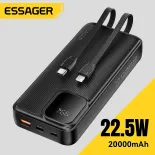 Essager Pd 22.5W kỹ thuật số cầm tay sạc dự phòng 10000/20000 MAh LED đường đôi Xách Tay sạc dự phòng Cho Iphone 16 15 14 Huawei Xiaomi Tai Nghe