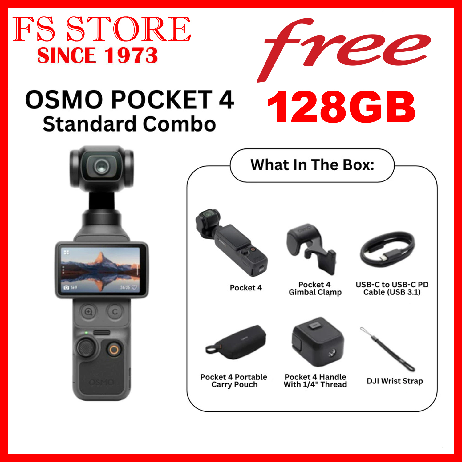 OSMO POCKET 4 STANDARD COMBO/OSMO POCKET 4 CREATOR COMBO FREE 128GB CARD HIGH SPEED