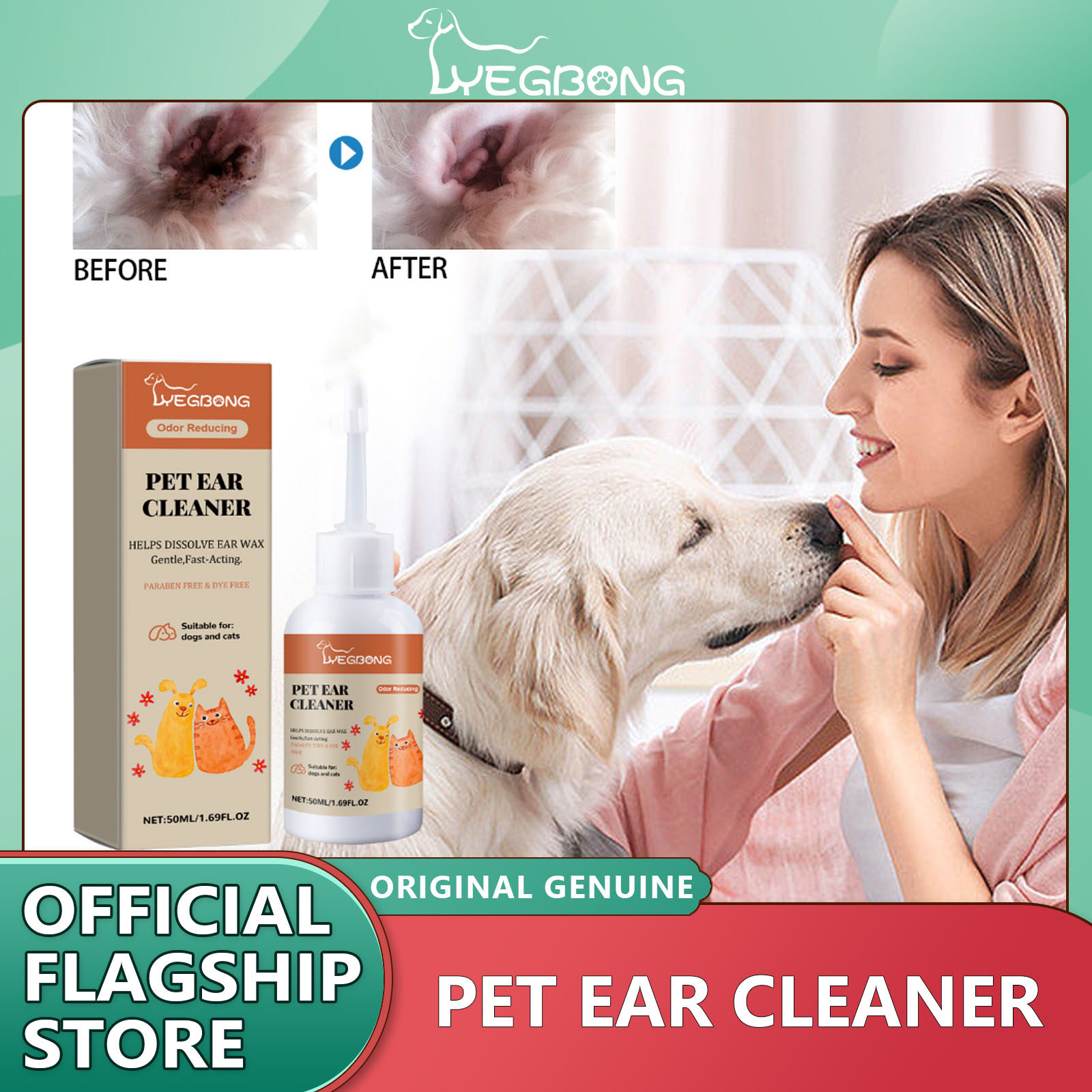 YEGBONG Pet Ear Cleaner Deodorizes Ear Wax Removes Gentle in-depth Care for Cats and Dogs Ears Clean and Refreshing Ear Wash Pet Ear Powder Painless Hair Removal Powder Pet Health Care For Dogs Cats Pet Ear Health Care Cleaning Supplies ราคา 173 บาท*ส่งฟรี