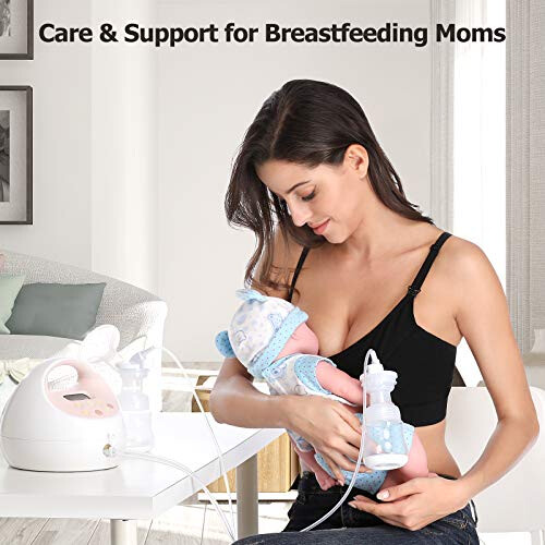 Lansinoh Lupantte Hands Free Pumping Bra Adjustable Nursing Bra for Pumping .Fit Most Breast Pumps Like Spectra Philips Avent etc. Deep V Breast Pump Bra with Pads Black Small 