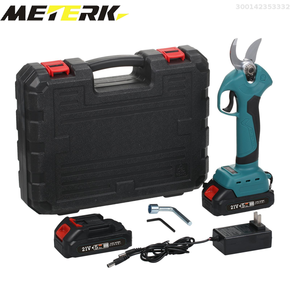Meterk Cordless Electric Pruning Shears with Brushless Motor and Adjustable Cutting Diameter