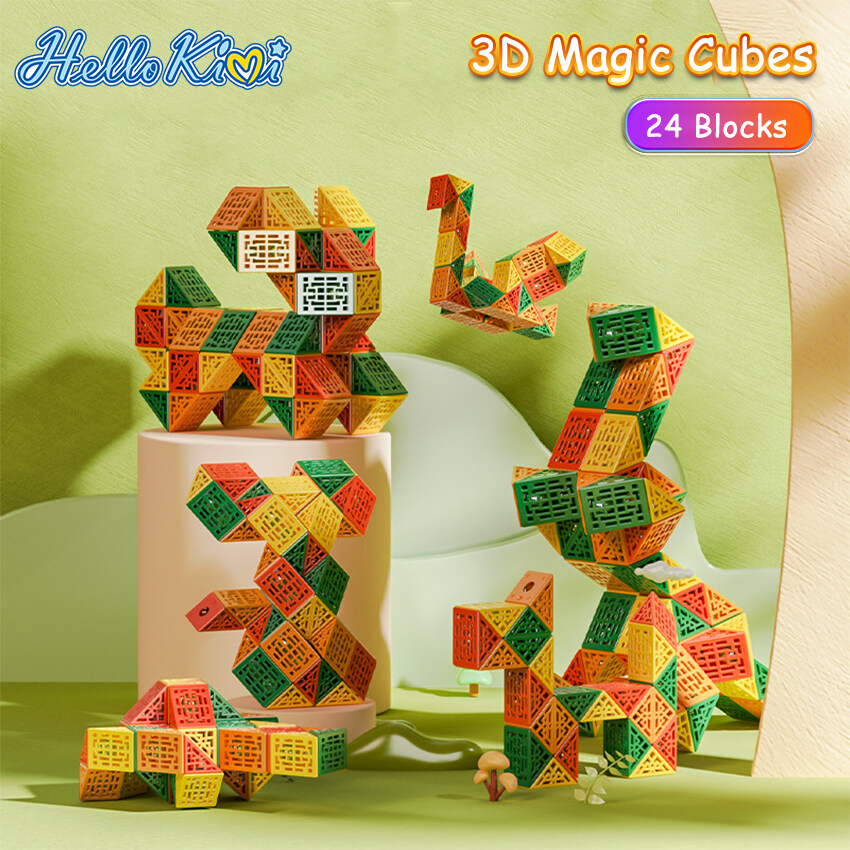HelloKimi Magic Ruler Snake Cubes Hollow Twist Puzzle Toys 24 48 Wedges