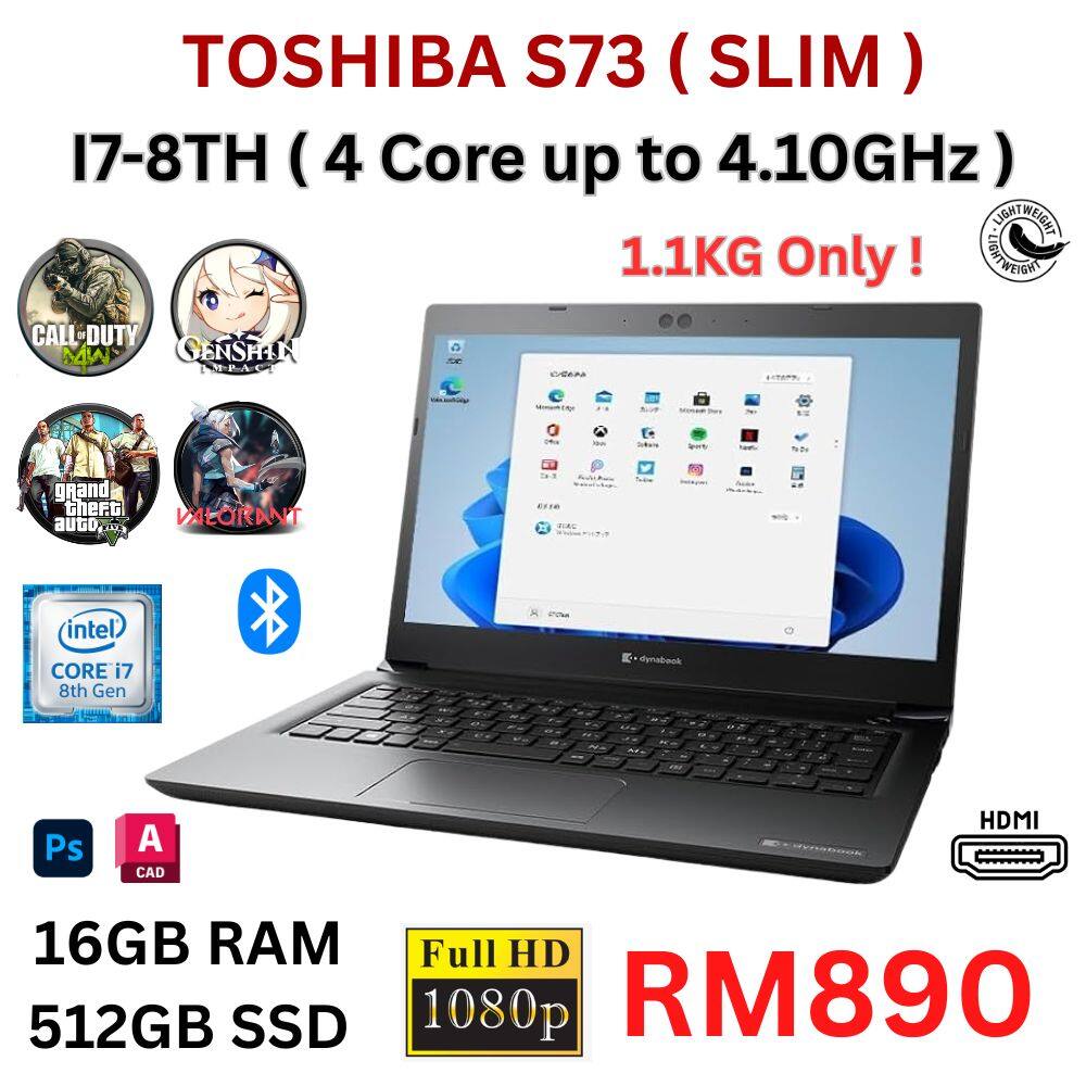 Toshiba Dynabook R63/P I5 5Th Gen 16Gb Ram 512Gb Ssd Used Laptop