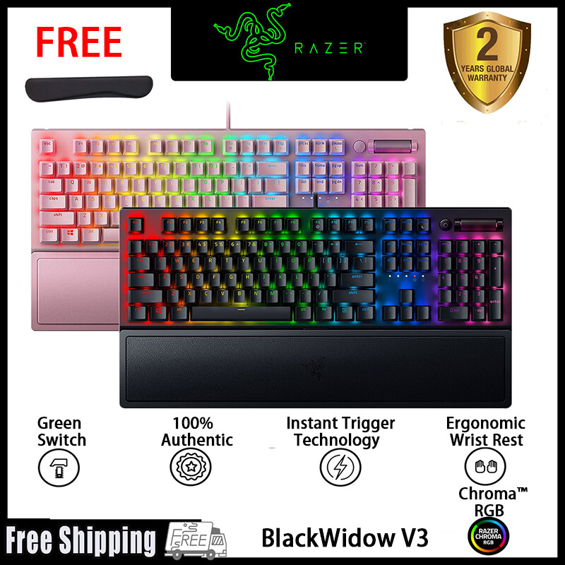 Bàn phím cơ chơi game razer blackwidow v3: switch-tactile & clicky - chroma rgb lighting - compact form factor-chức năng macro lập trình được cho máy tính xách tay
