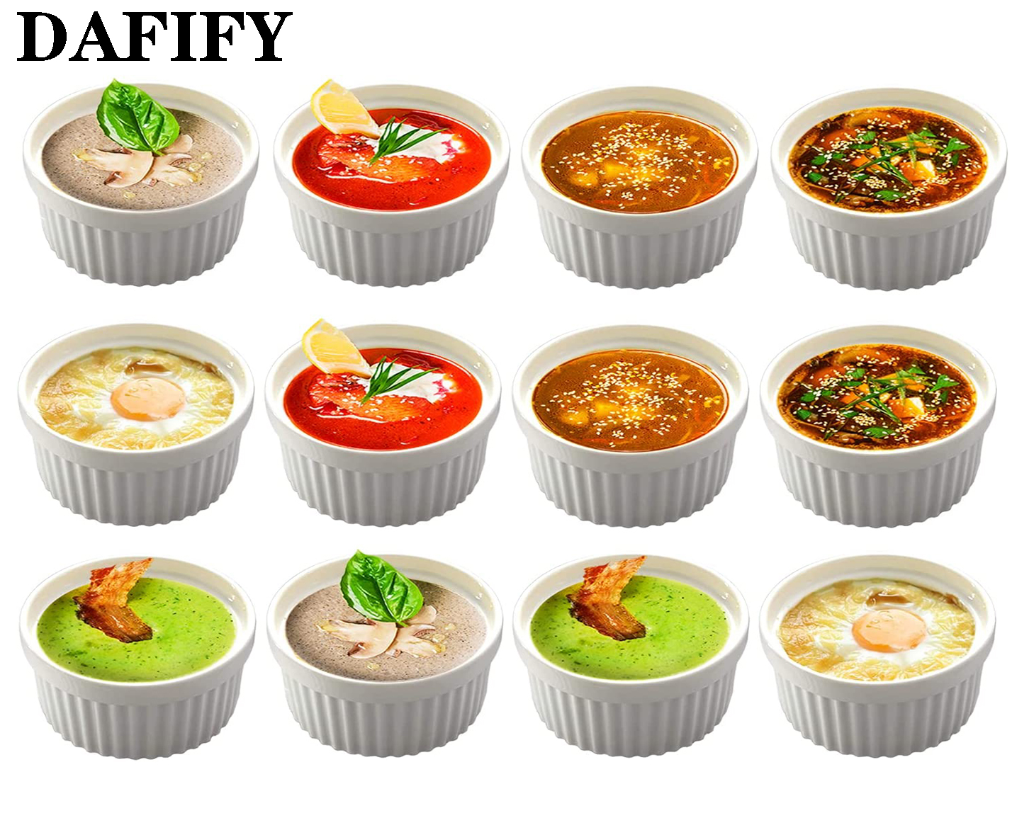 Dafify bát tráng miệng kem bằng gốm sứ ramekins sứ để nướng bánh creme brulee cốc bánh pudding trái cây