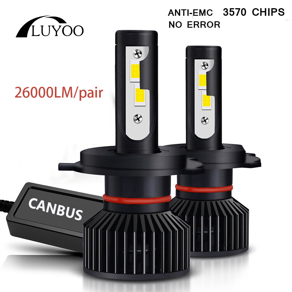 2 Chiếc Đèn Pha Công Suất Cao 26000LM Đèn LED H4 LED H7 Canbus H1 H3 H8 H9 H11 HB3 9004 9007 H13 HIR2 Bóng Đèn Led Turbo Cho Ô Tô