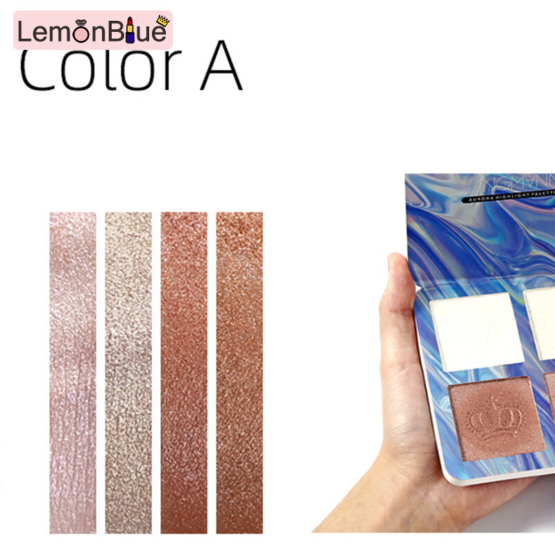 Gambar LemonBlue 4 Colors Shimmery Pearlescent Highlighter Palette Shimmering Beauty Makeup Cosmetics Trimming