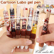 Labubu Cartoon Gel Pen, 0.5mm Black Ink - 1/5PCS