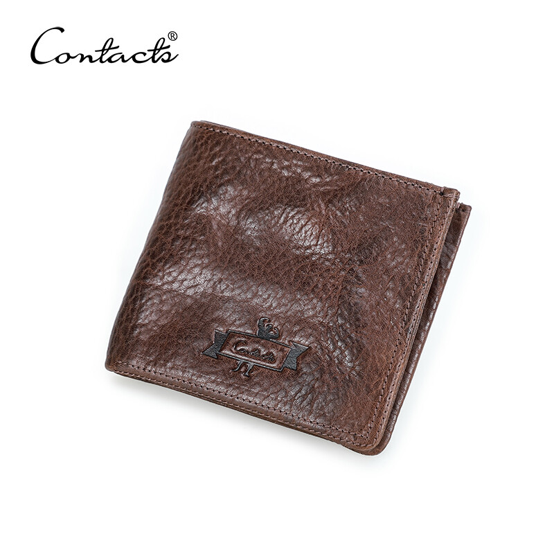 Liên lạc của RFID Ví ngắn cho da thật của nam thiết kế sang trọng Bifold casual nam dáng ôm của ví ví đựng thẻ Ví đựng tiền xu